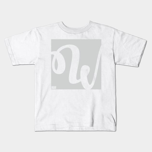 Letter W Elegant Cursive Calligraphy Initial Monogram Kids T-Shirt by porcodiseno